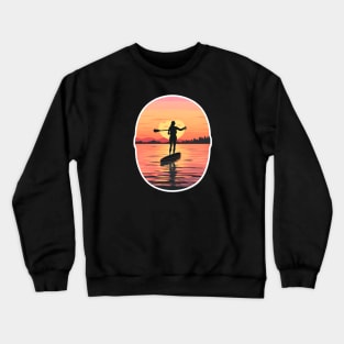 Paddleboarder Embracing the Warmth of Sunset Crewneck Sweatshirt